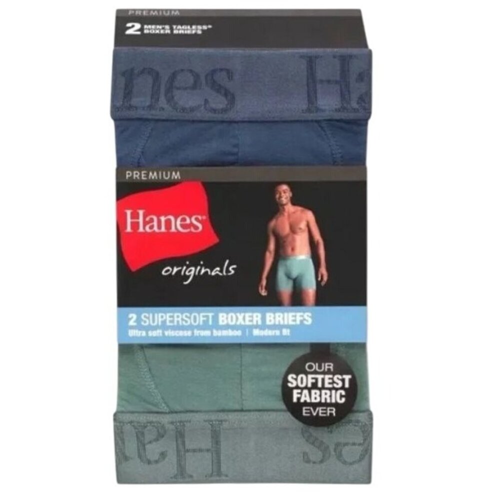 Premium Hanes Men's SuperSoft Boxer Briefs 2pk XL (4141)